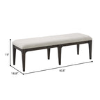 Brown Upholstered Bench with Cream Polyester Fabric, Wood Frame, 18.8' L x 60.8' W x 19.0' H - Grand Goldman Shop