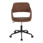 Contemporary Task Chair in Black Metal and Brown Faux Leather | Premium Home Decor - Grand Goldman