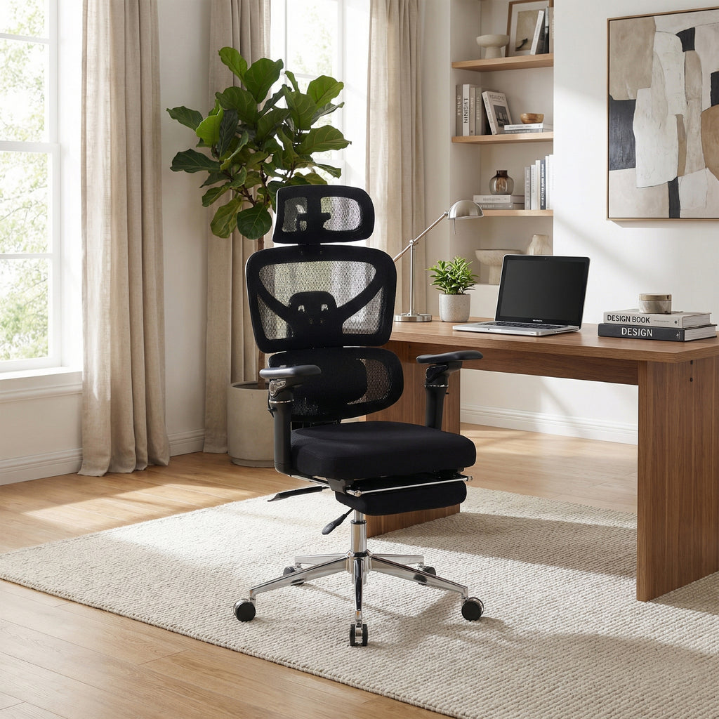 Ergonomic Home Office Desk Chair with Massage Lumbar Support,4D Headrest & 5D Armrests, Adjustable Back High and Seat Depth(B