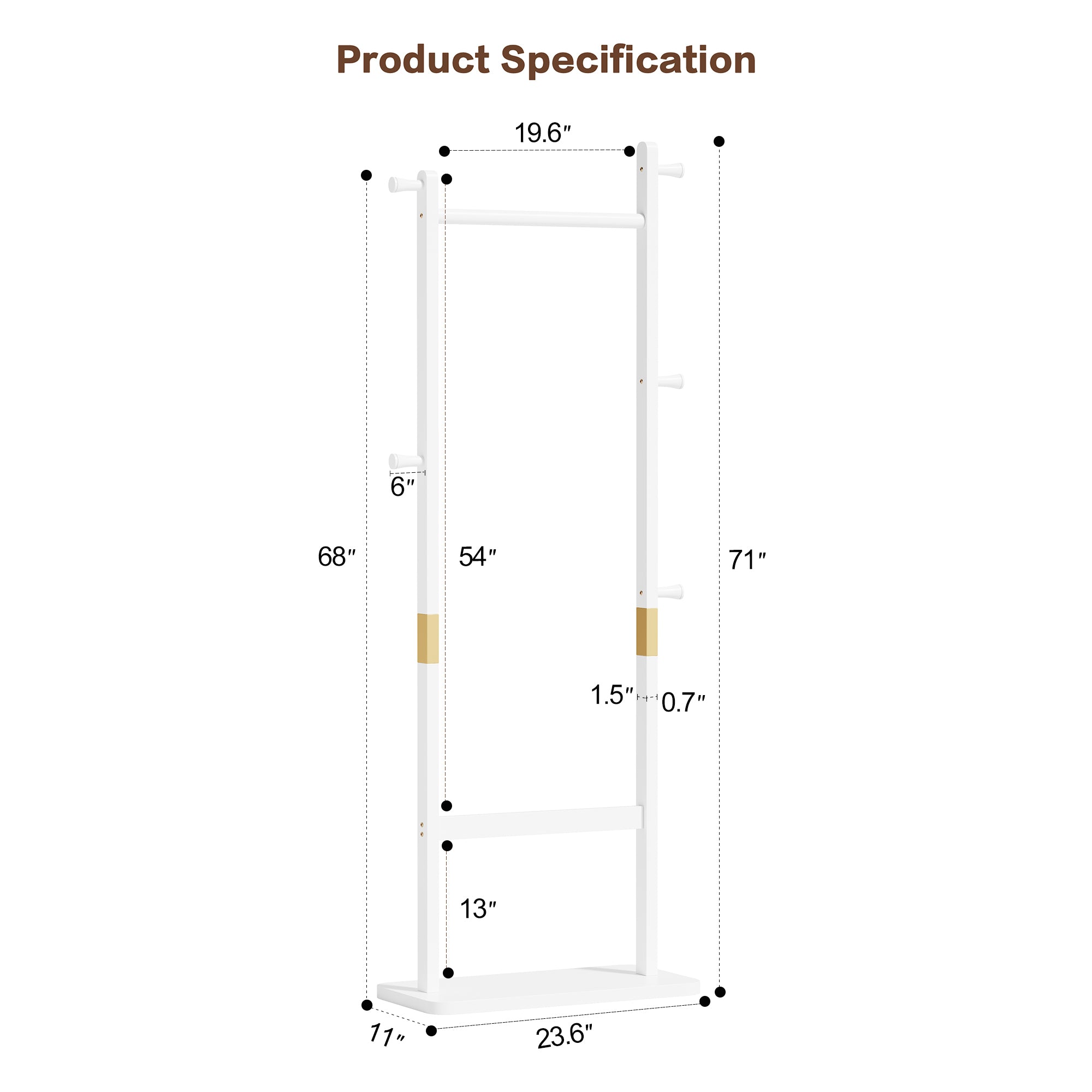 Coat Racks solid wood hanger 23.6* 11*71 in Solid environmental protection easy to assemble beautiful can be placed in the bedroom/entrance/living room (white) - Grand Goldman Shop