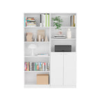 Layton 2 Piece Home Bookcase set, 49' Wide with 8 Shelves and Double Door Cabinet, Living Room Set White | Premium Home Decor