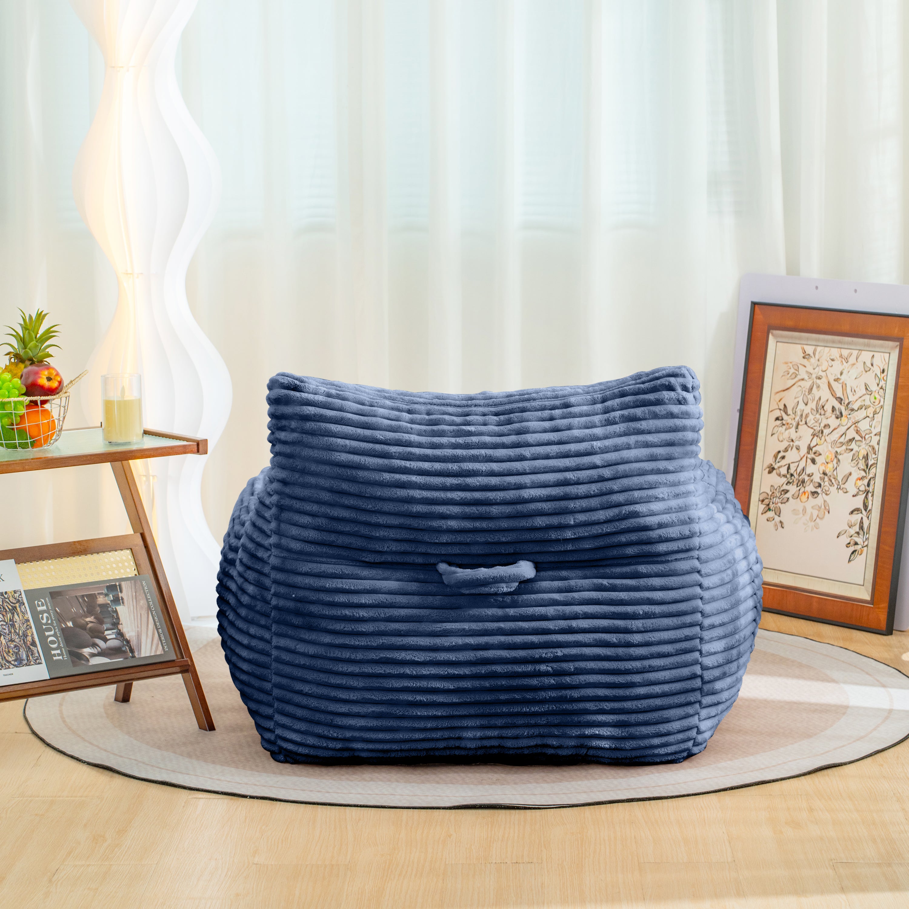 Bean Bag Chair for Adults with Armrests - Oversized Comfy Beige Beanbag Lounge Lazy Floor Sofa Chair for Living Room, Bedroom & Dorm, Cozy Fluffy Single Cloud Mini Couch - Grand Goldman Shop