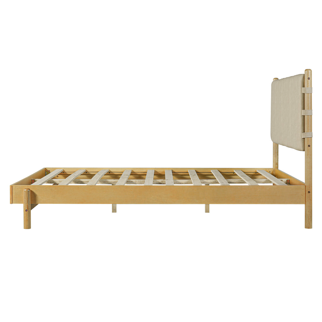 Modern Queen Bed Frame Set with 2 Nightstands, Beige Wood Platform Bed with Headboard and Matching Bedside Tables for Bedroom - Grand Goldman Shop
