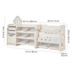Kids Toy Storage with Bookshelf, 4-Tier Toy Storage Organizer with 10 Movable Plastic Bins, Kids Cubby Cabinet with Bookshelf