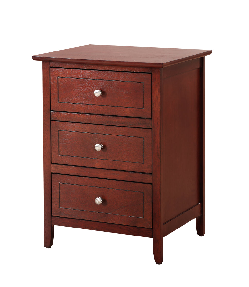 Transitional Cherry Nightstand for Bedrooms with Three Drawers and Durable Particle Board Construction - Grand Goldman Shop