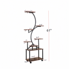 8-Tier Indoor Plant Stand with Grow Lights, 61 in S-Shaped Metal Shelf for Multiple Plants, Black - Grand Goldman Shop
