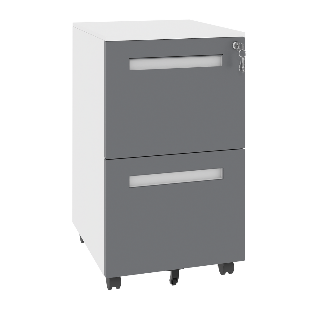 2-Drawer Mobile File Cabinet with Lock, All-Steel Metal Storage Cabinet on 360° Wheels, White Finish, Holds A4/Letter/Legal F