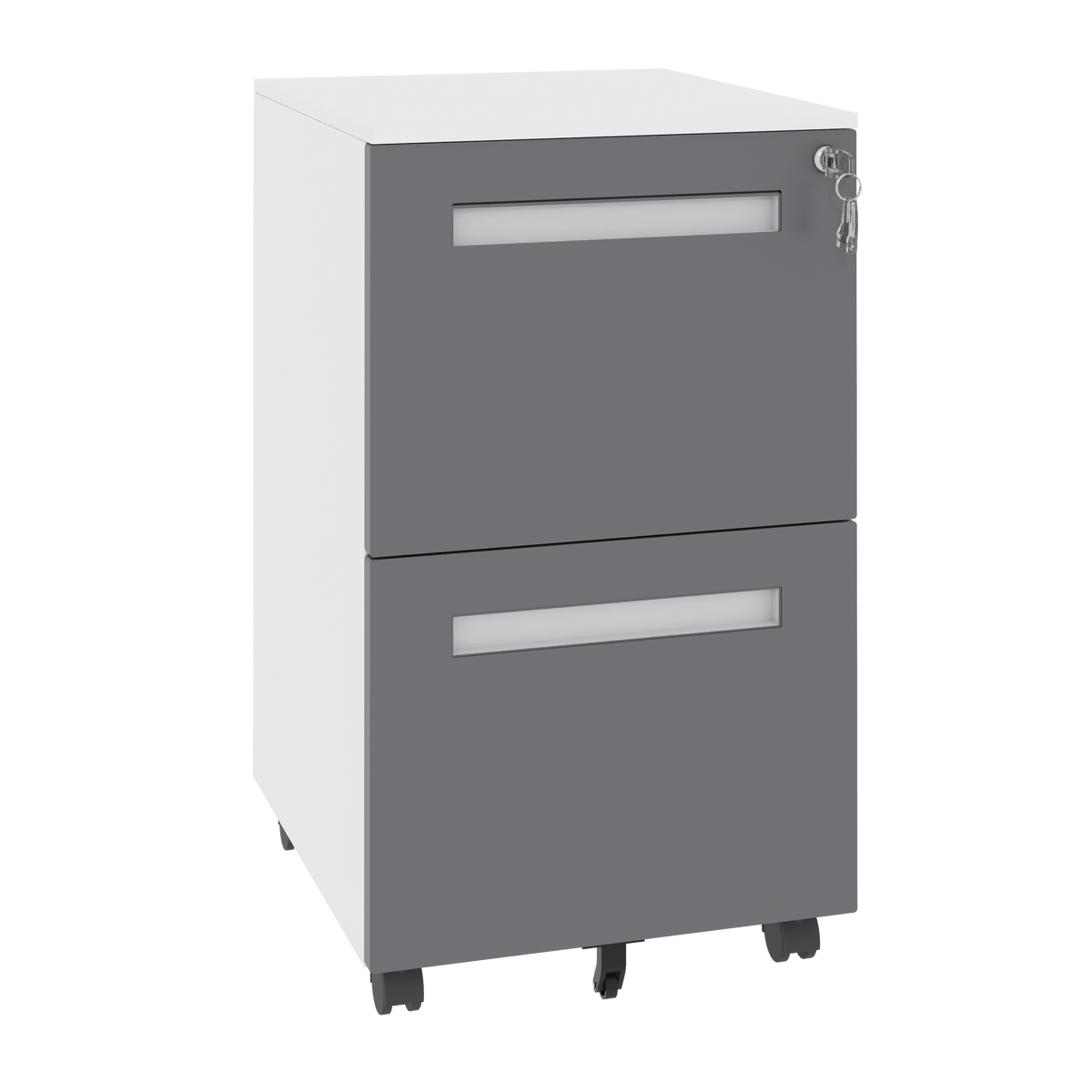 2-Drawer Mobile File Cabinet with Lock, All-Steel Metal Storage Cabinet on 360° Wheels, White Finish, Holds A4/Letter/Legal F
