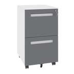 2-Drawer Mobile File Cabinet with Lock, All-Steel Metal Storage Cabinet on 360° Wheels, White Finish, Holds A4/Letter/Legal F