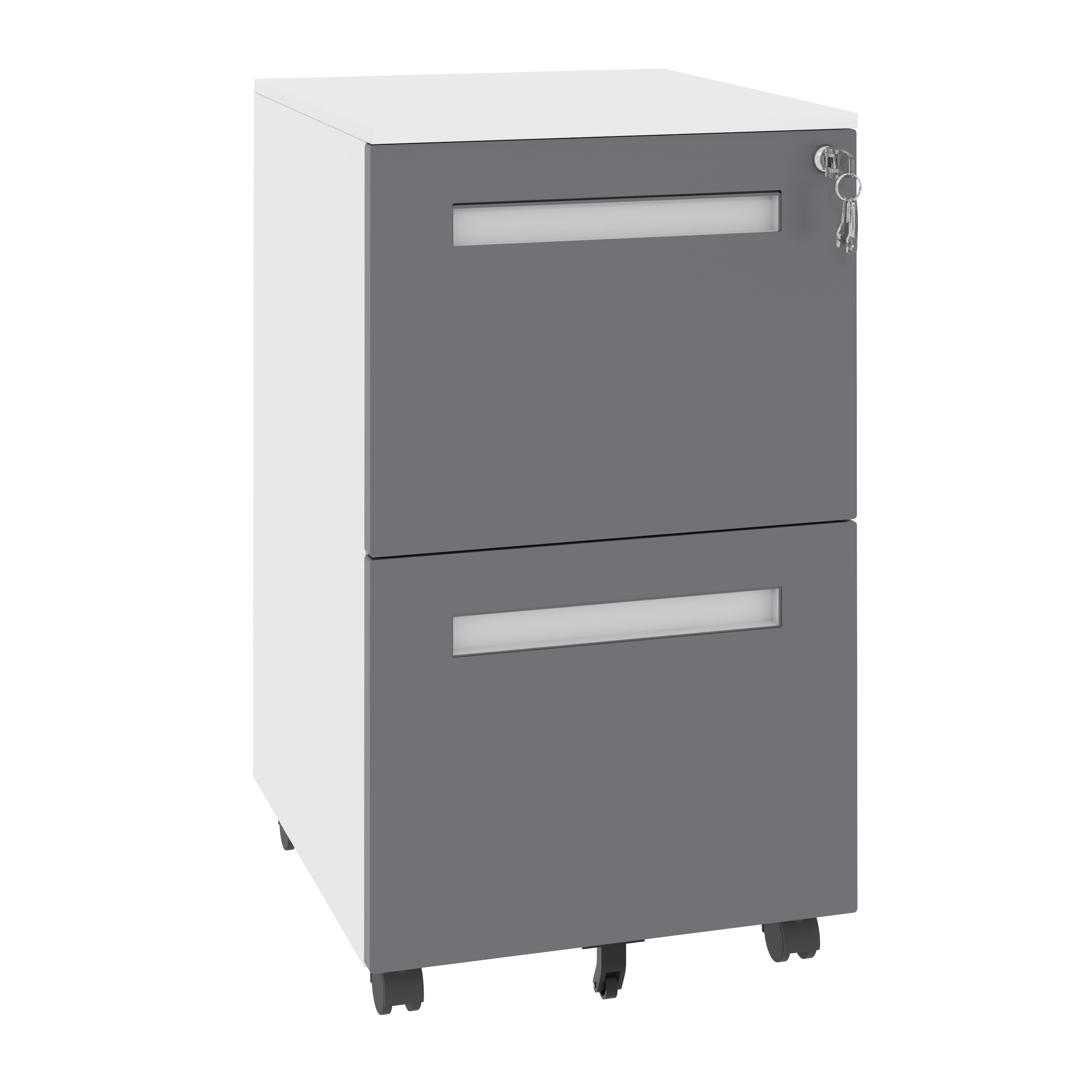 2-Drawer Mobile File Cabinet with Lock, All-Steel Metal Storage Cabinet on 360° Wheels, White Finish, Holds A4/Letter/Legal F