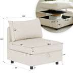 Armless Seat for Modular Sectional Sofa, Convertible Sofa Seat With Storage, Sleeper Sectional Sofa Set, Fabric Flexible Modular Combinations for Living Room(2PCS) - Grand Goldman Shop