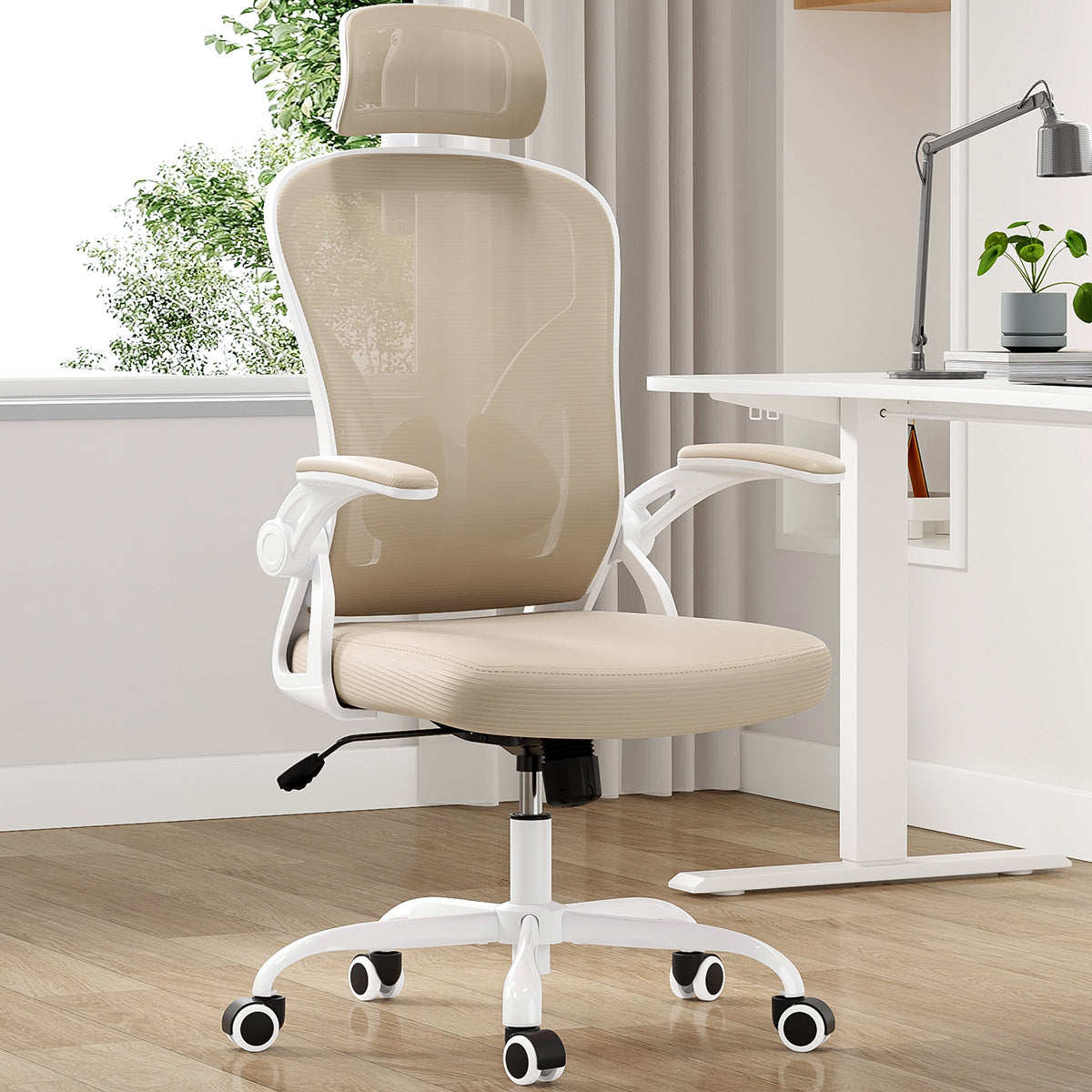 Ergonomic Office Chair, Home Office Desk Chair with Headrest, High Back Computer Chair with Armrests and Adjustable Lumbar Su