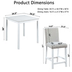 5 Piece Counter Height Table Set, Wooden Kitchen Table Set with Square Table and 4 Upholstered Chairs, Counter Height Dining Table with Crystal Decoration and Chair Set for Kitchen, Dining Room, White - Grand Goldman Shop