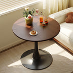 Walnut Round Table, Modern Dining Table, Dining Table, MDF Top and Steel Base Tulip Round Kitchen Table, Kitchen Table, Mid Century Coffee Table for Living Room 24 Inch, Oval Dining Table - Grand Goldman Shop