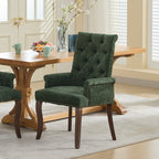 Upholstered Chenille Fabric Accent Dining Chair, Curved Solid Wood Legs, Elegant Tufted Club Dining Room Kitchen Room Arm Dining Chair, Single Pack,Olive Green,SW1895OL - Grand Goldman Shop