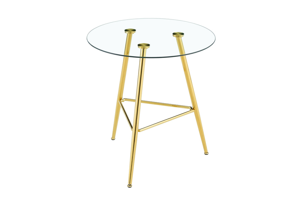 36 Inch Height Bar Table, 34 Inch Round Tempered Glass Top Pub Table with Chrome-Plated Golden Metal Legs, Modern Bistro Table for Kitchen Island/Bar/Cafe - Grand Goldman Shop