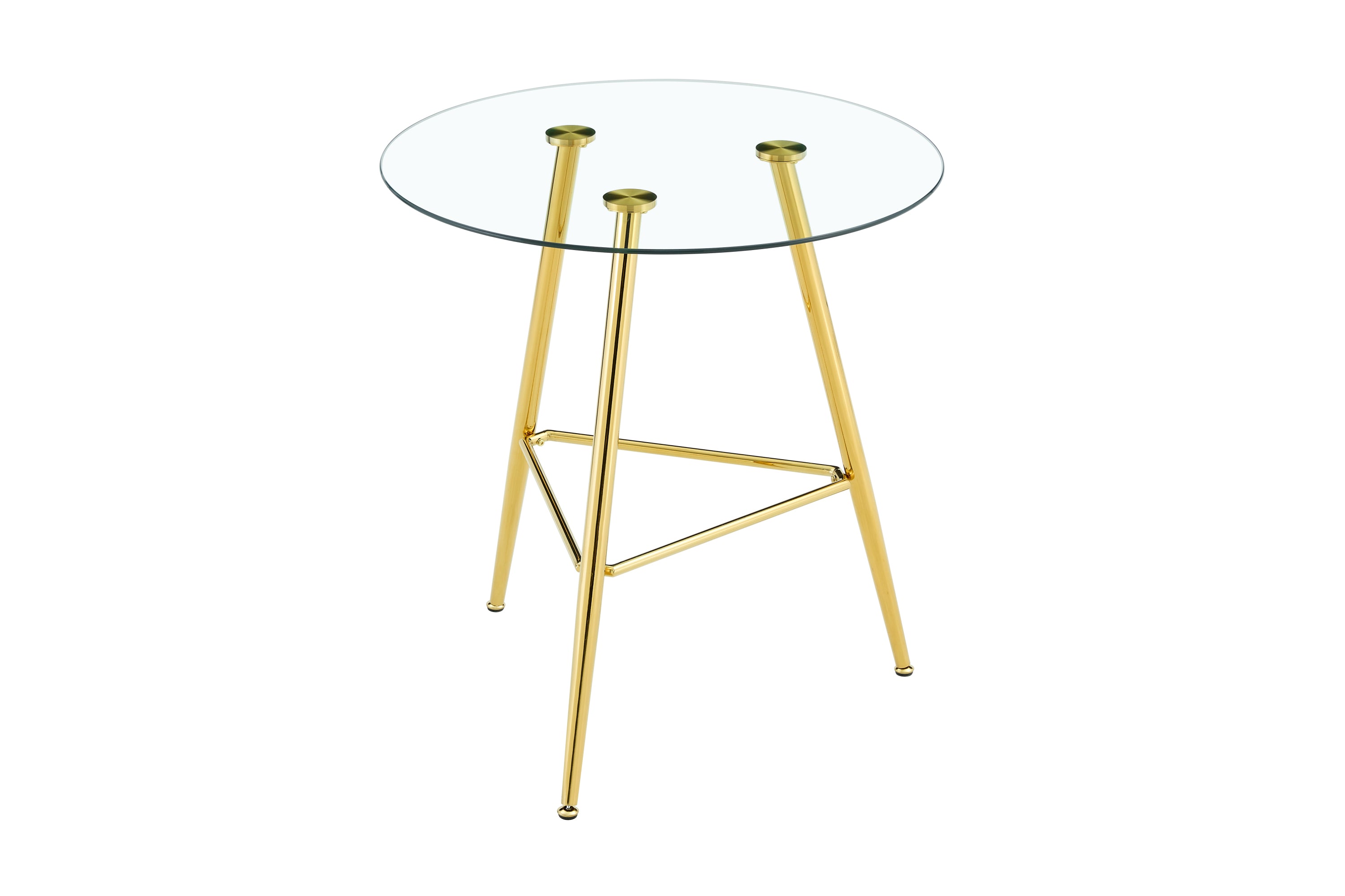 36 Inch Height Bar Table, 34 Inch Round Tempered Glass Top Pub Table with Chrome-Plated Golden Metal Legs, Modern Bistro Table for Kitchen Island/Bar/Cafe - Grand Goldman Shop