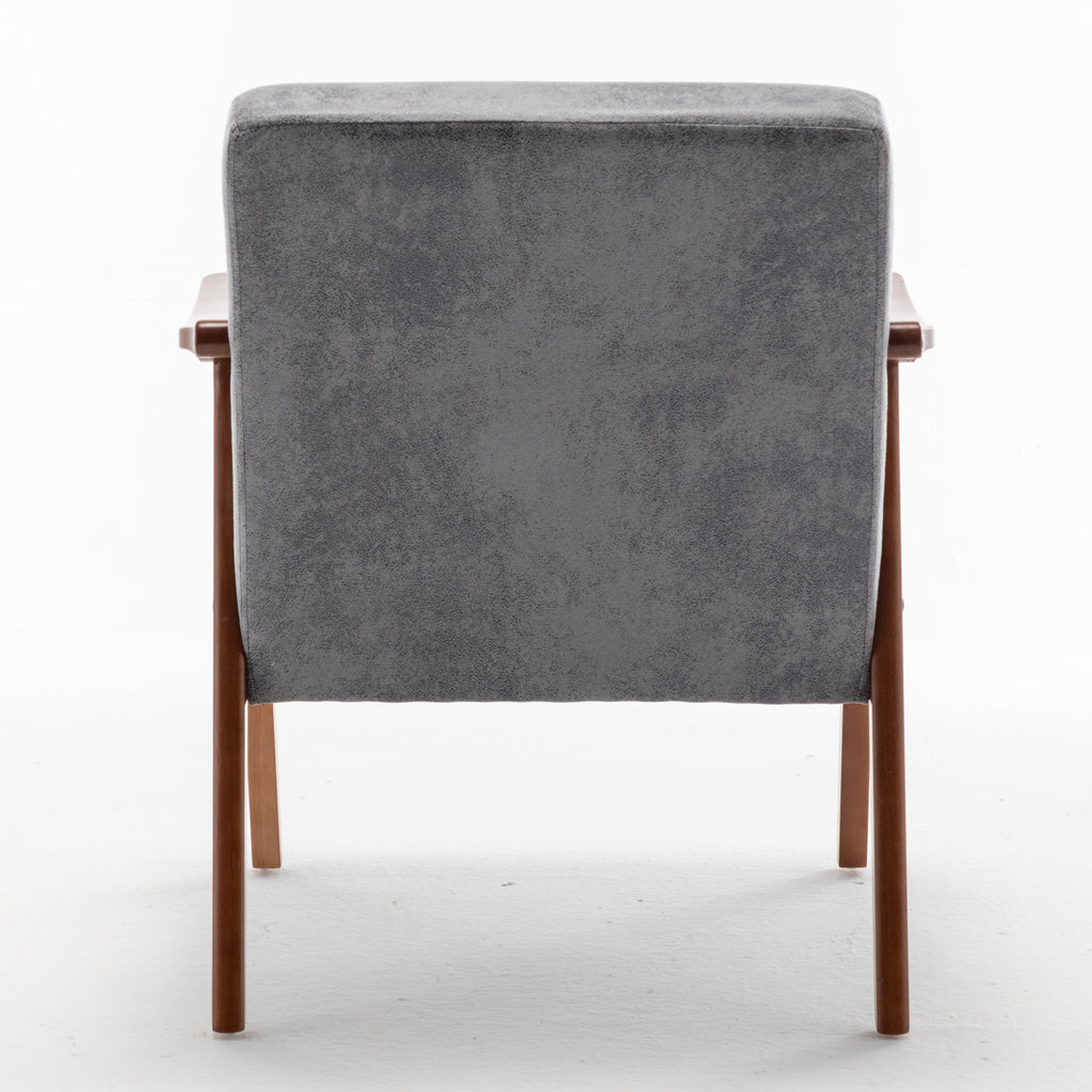 Mid-Century Modern Wingback Accent Chair with Solid Wood Frame and Extra-Thick Backrest – Lounge Chair for Living Room, Bedroom, or Reading Room - Grand Goldman Shop
