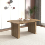 Modern Dining Table for 6-10 People, Wood Kitchen Table with Double Robust Pedestal, Wooden Dinner Table for Dining Room - Grand Goldman Shop