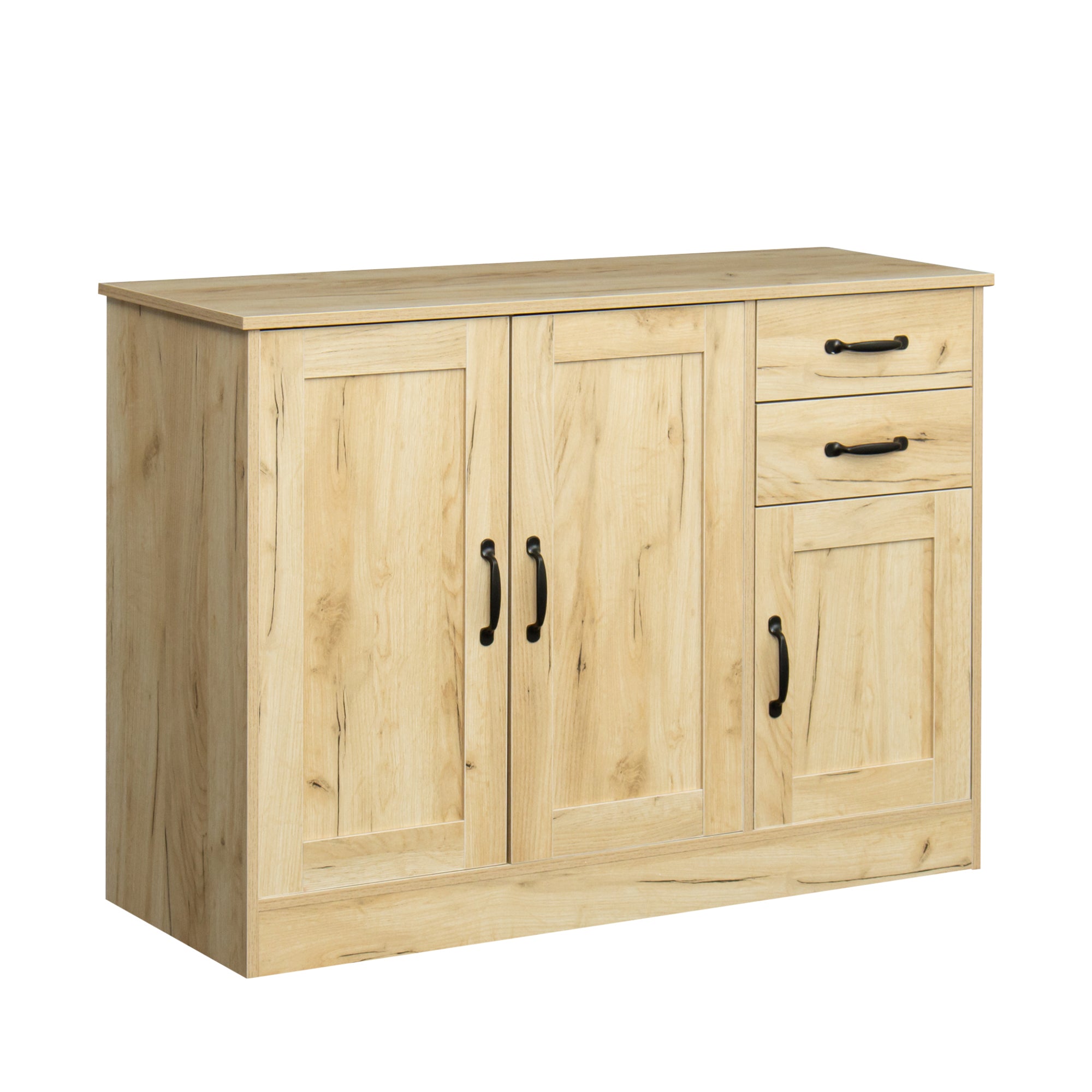 Modern Wood Buffet Sideboard with 2 doors&1 Storage and 2drawers -Entryway Serving Storage Cabinet Doors-Dining Room Console, 43.3 Inch, Oak - Grand Goldman Shop