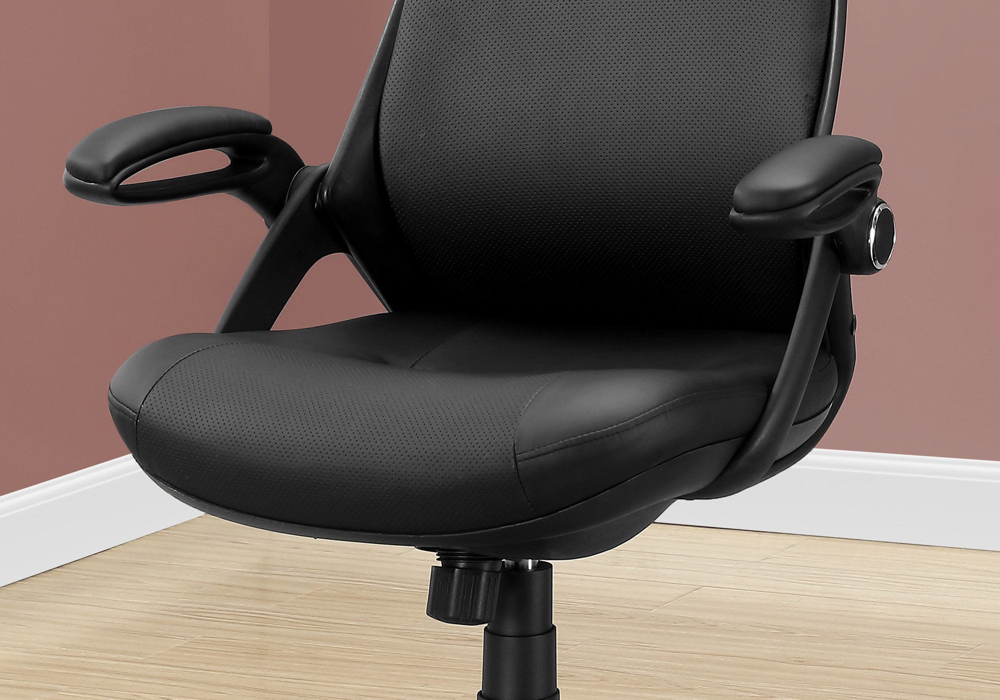 Office Chair, Adjustable Height, Swivel, Ergonomic, Armrests, Computer Desk, Work, Black Leather Look, Black Metal, Contempor