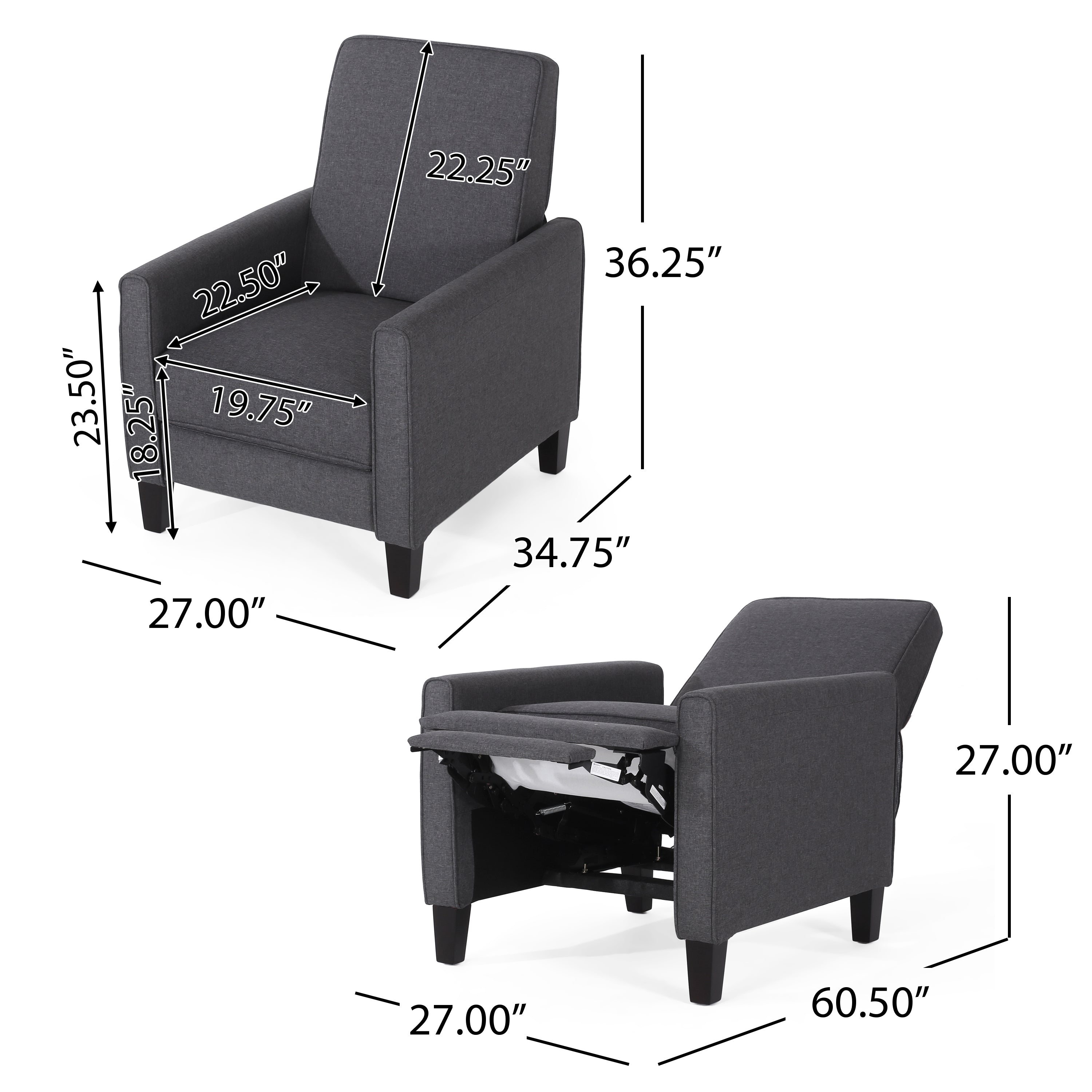 Smoke Fabric Push Back Chair for Elegant Home Décor - Grand Goldman Shop