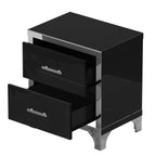 High Gloss Mirrored Nightstand with 2 Drawers,Modern End Table with Drawers,Mirrored High Gloss Wood Nightstand Metal Handle Bedside End Table for Bedroom, Dorm,Living Room,Black - Grand Goldman Shop