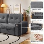 It is a multi-functional sofa, a 77-inch convertible sofa bed, and a 2-in-1 piece suitable for both sitting and lying down. Made of  Chenille fabric, it is suitable for living rooms, bedrooms - Grand Goldman Shop