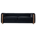 Contemporary Velvet Sofa Couch 84.25''W for Living Room, Black - Grand Goldman Shop