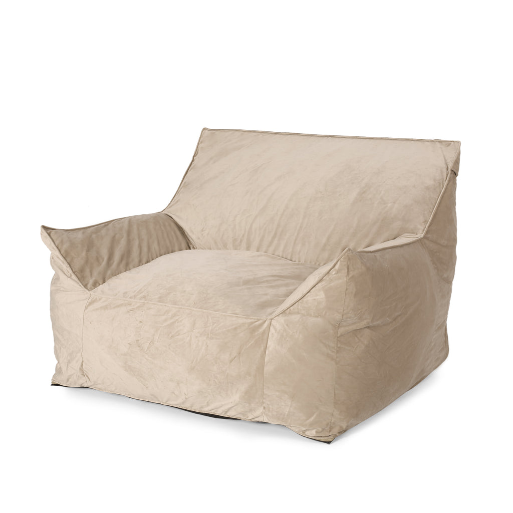 Allea Velveteen Bean Bag Chair with Armrests, Comfortable Velvet Seating, Taupe, 42x40x30 inches - Grand Goldman Shop