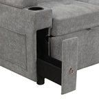 Modern L-shaped Convertible Sofa Bed with Storage, Cup Holders, USB Ports, Gray Chenille, 83.5' - Grand Goldman Shop
