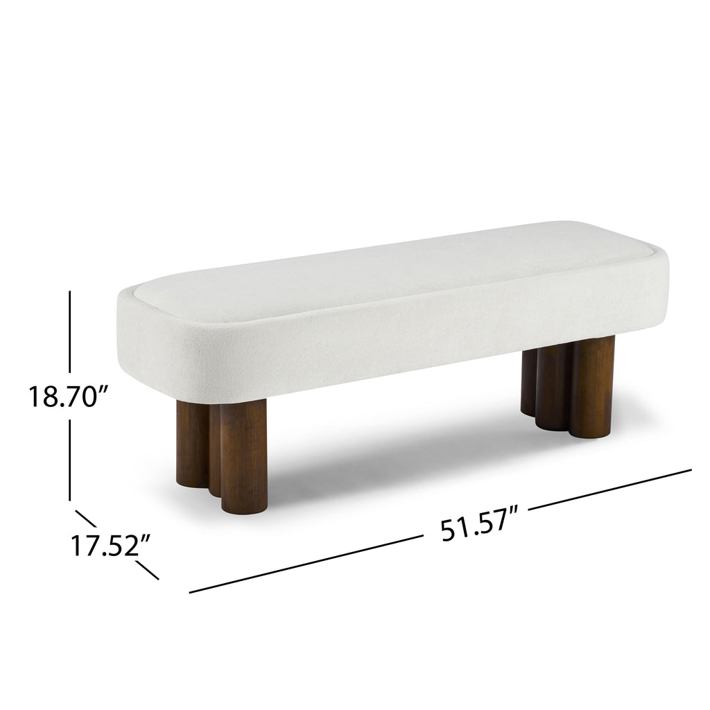 Indoor Beige Fabric Dining Bench with Walnut Color Legs, 51.57'L Upholstered Seating for Kitchen, Dining Room and Living Space,250lbs Capacity - Grand Goldman Shop