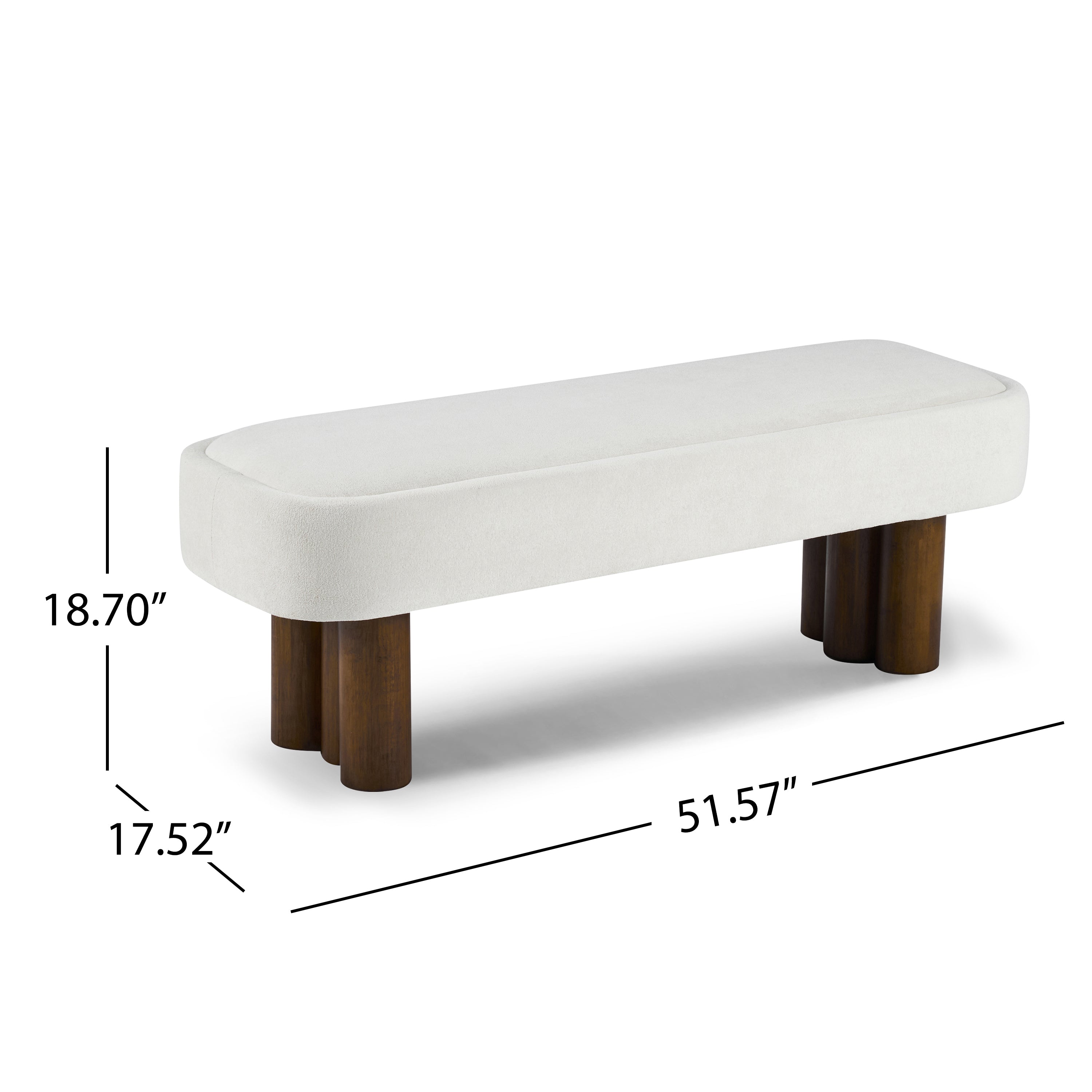 Indoor Beige Fabric Dining Bench with Walnut Color Legs, 51.57'L Upholstered Seating for Kitchen, Dining Room and Living Space,250lbs Capacity - Grand Goldman Shop