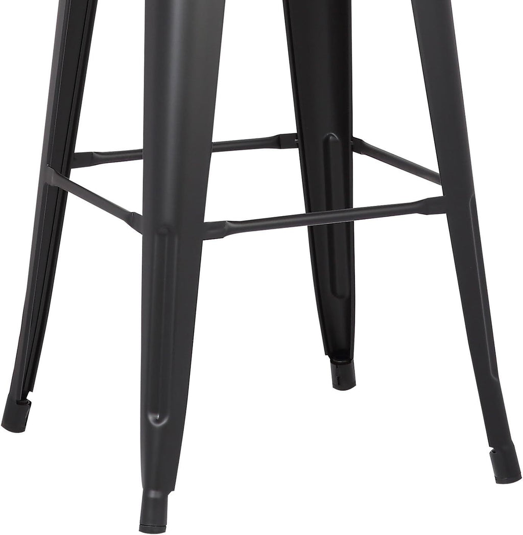 Modern Light Weight Industrial Contemporary Rustic Vintage Costal Metal Barstools with Bucket Back and 4 Leg Design, Seat Bar