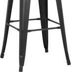 Modern Light Weight Industrial Contemporary Rustic Vintage Costal Metal Barstools with Bucket Back and 4 Leg Design, Seat Bar