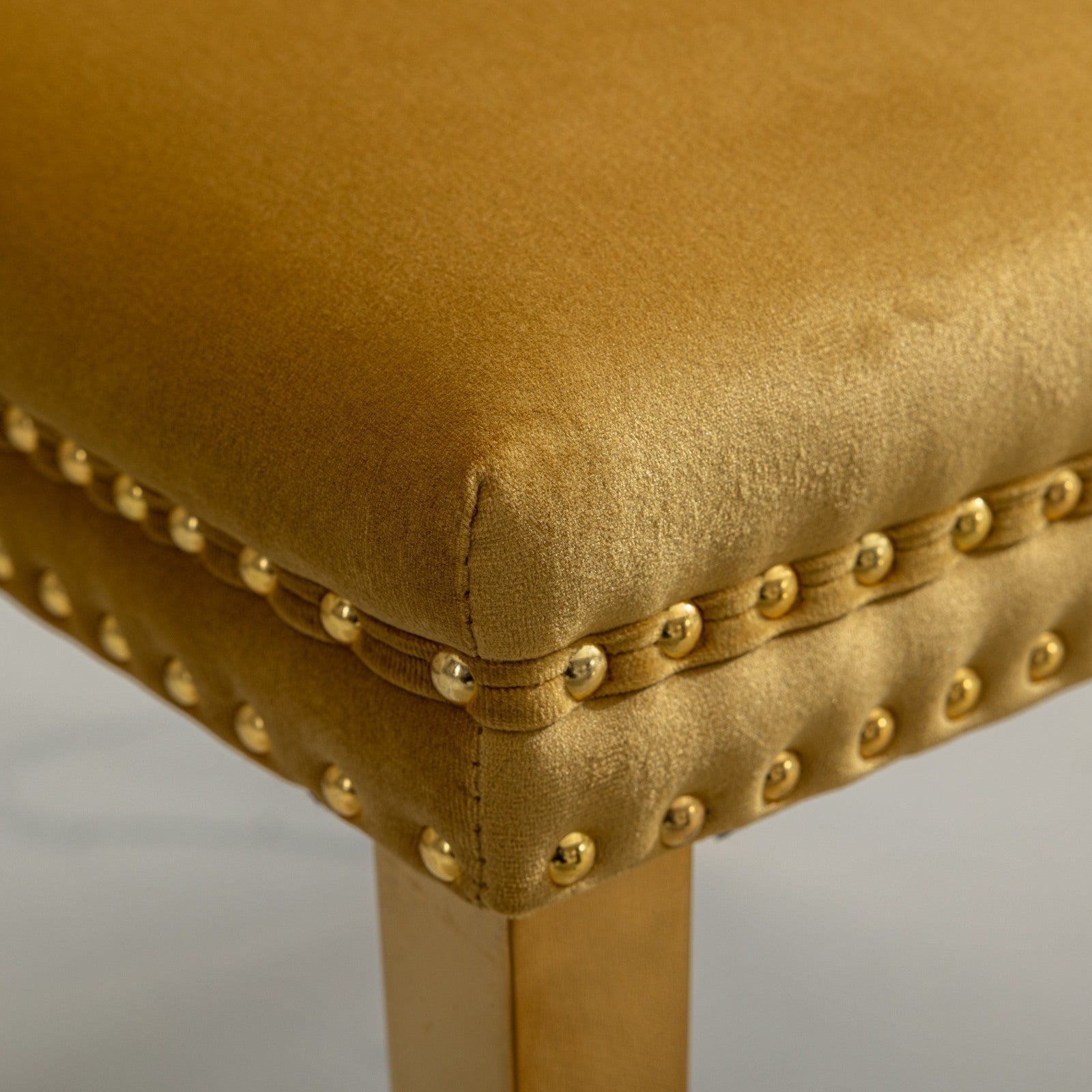 A&A Furniture,Nikki Collection Modern, High-end Tufted Solid Wood Contemporary Velvet Upholstered Dining Chair with Golden Stainless Steel Plating Legs,Nailhead Trim,Set of 2,Gold, SW1601GL - Grand Goldman Shop
