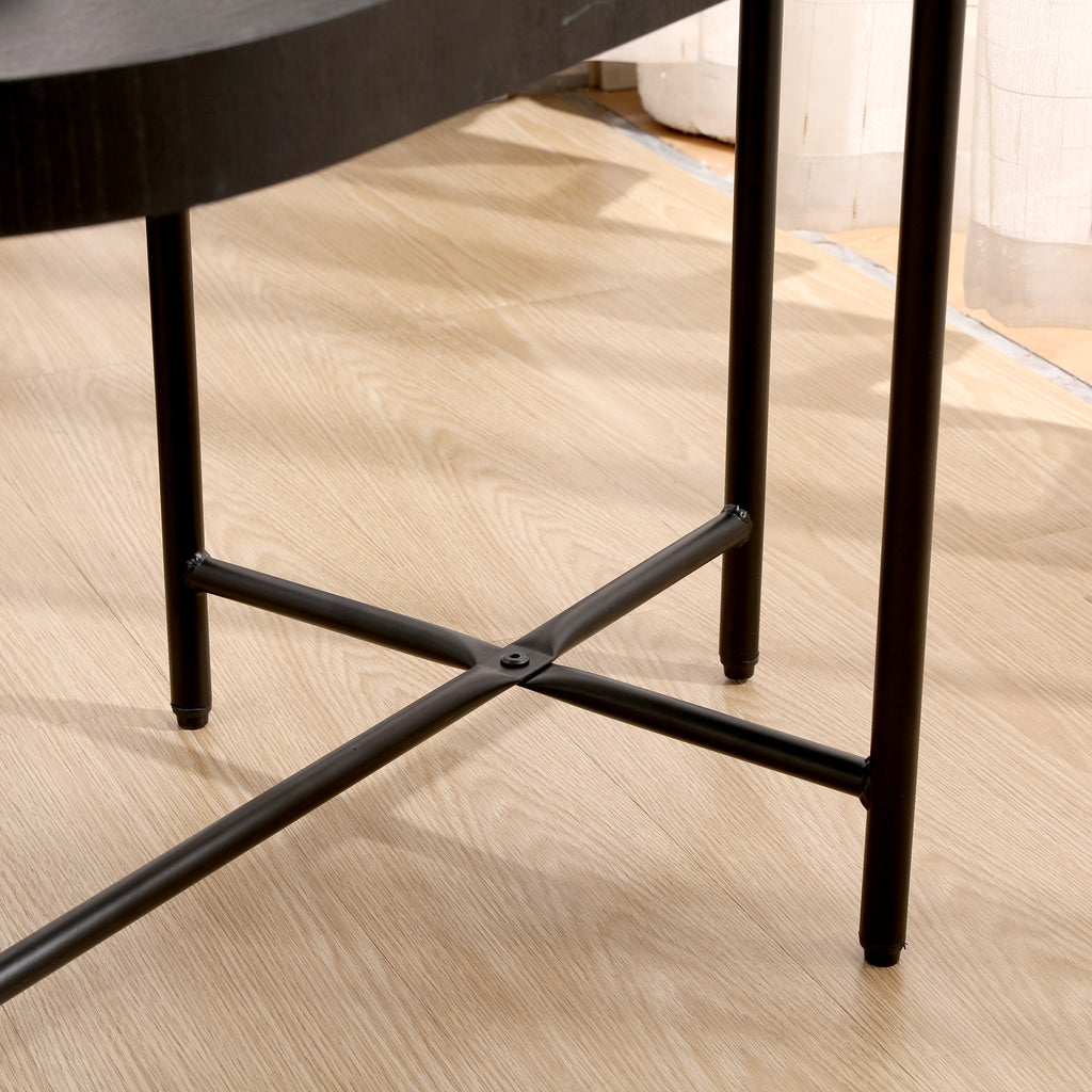 2-Tier Black Side Table with Storage Sofa Table for Living Room Metal Frame & Wooden Desk End Table - Grand Goldman Shop