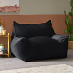 Allea Velveteen Bean Bag Chair with Armrests, Midnight Blue, Velvet, 40x40x32 inches - Grand Goldman Shop