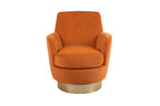 Velvet Swivel Barrel Chair, Swivel Accent Chairs Armchair for Living Room, Reading Chairs for Bedroom Comfy, Round Barrel Chairs with Gold Stainless Steel Base (Orange) - Grand Goldman Shop