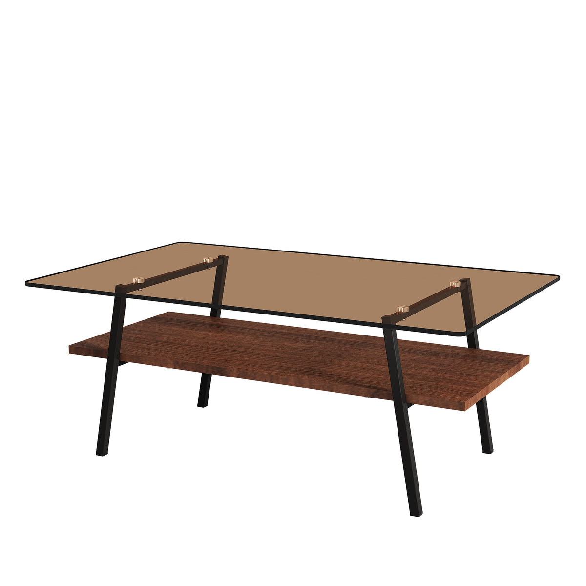Modern Rectangular Coffee Table with Tempered Brown Glass Top and MDF Layer – Table for Living Room - Grand Goldman Shop