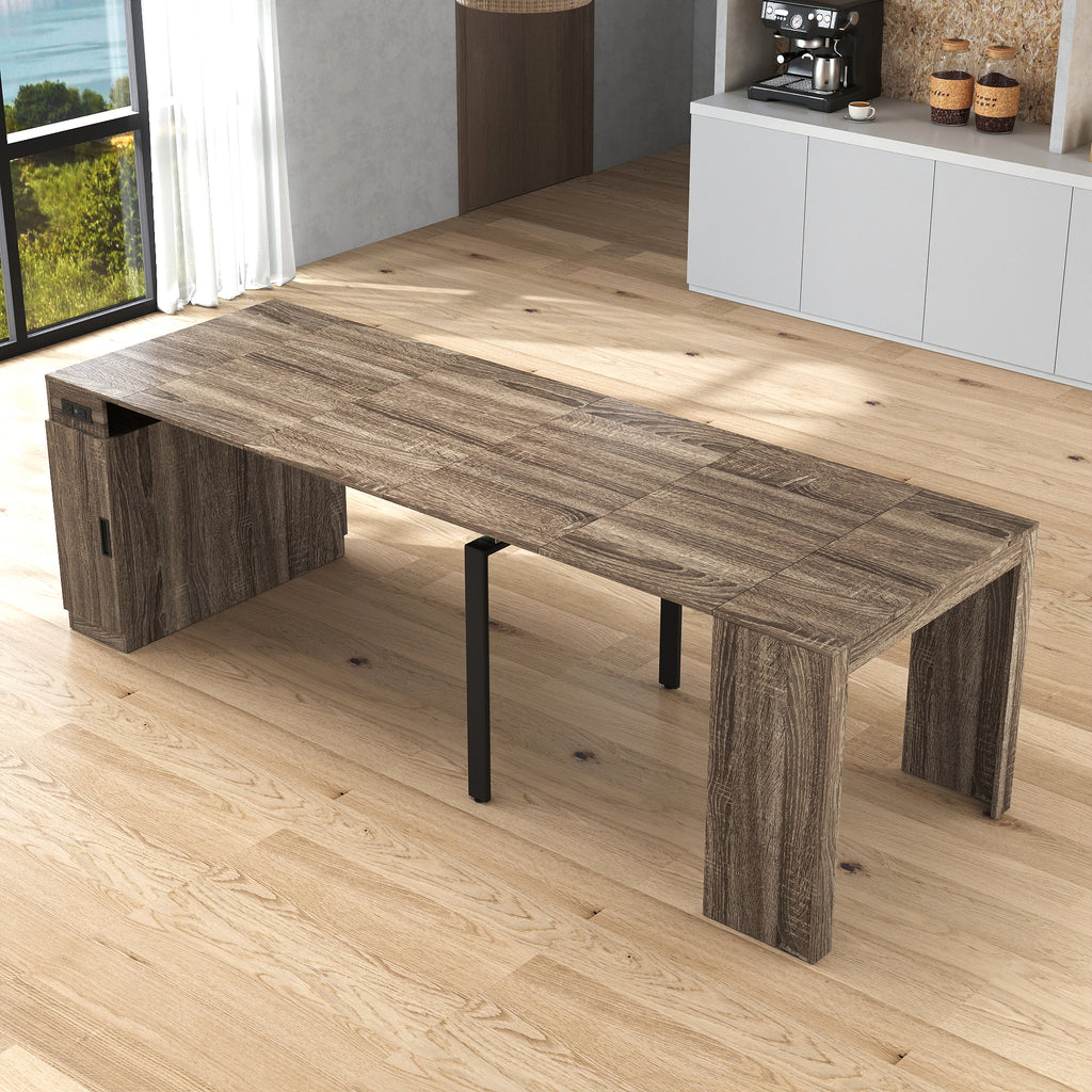 Modern Multifunctional Extendable Dining Table with Outlet, Space Saving Expanding Table with Storage for Party, Weddings, Meetings, Celebrations - Grand Goldman Shop