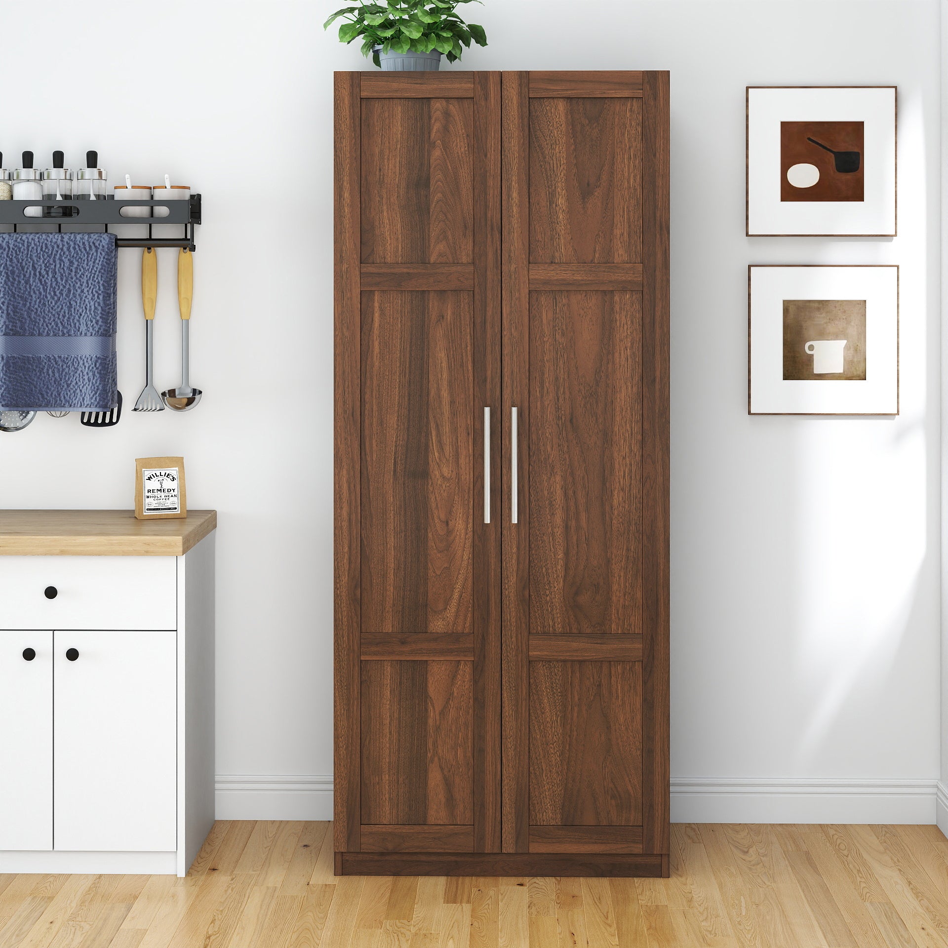 Pantry Cabinet, Kitchen Pantry Storage Cabinets with 2 Door and 3  Shelves,  Pantry Storage Cabinet, Cupboard for Kitchen, Dining Room and Living Room. - Grand Goldman Shop