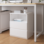 (Set of 2)End Table with Fast USB C Charging Station, Sofa Side Table with 2 Drawers, Large Storage Modern Wood Storage Cabinet for Living Room,Bedroom,Office, White - Grand Goldman Shop