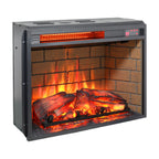 Vintage Infrared Quartz Heater Fireplace Insert with Realistic Logs, Brick Design, Antique Black, Tempered Glass, 23 Inch - Grand Goldman Shop