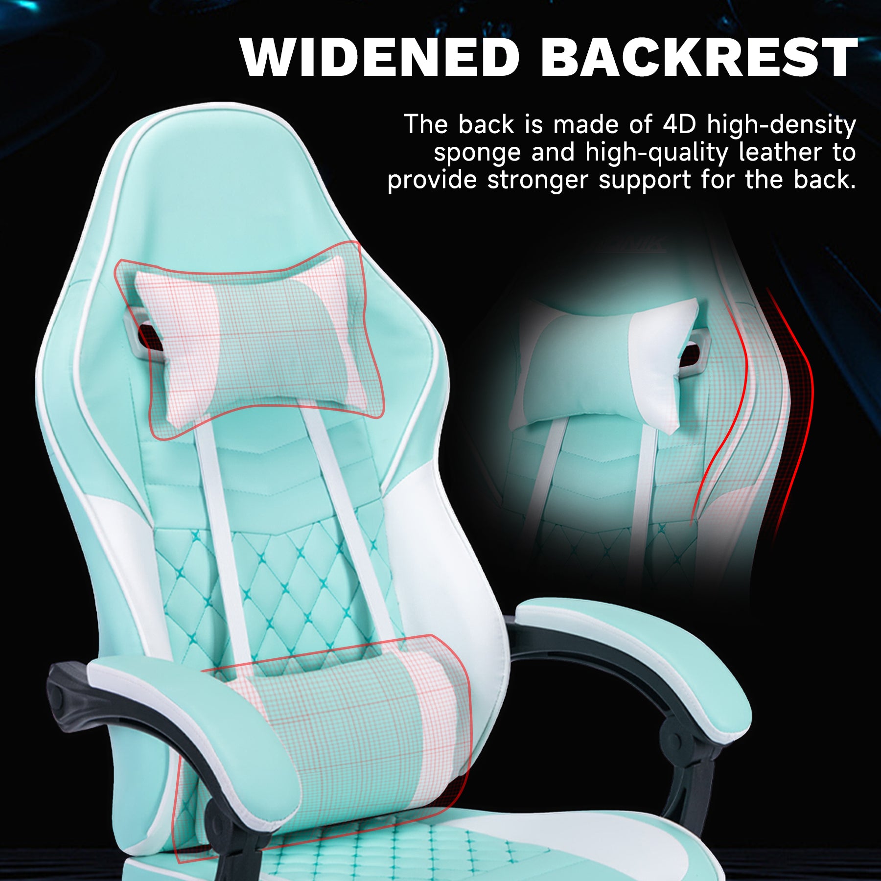 Ergonomic Video Gamer Chairs,Computer Gaming Chairs with Massage Lumbar Support and footrest,Racing Style Computer Chair Adju
