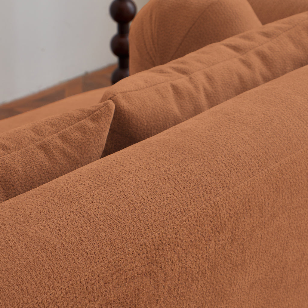 Sofa-in-a-Box, Memory Foam 2-Seater Couch, No Installation & Easy to Transport, Deep Seat Modern Sofa with chenille Fabric, Couch for Living Room, Bedroom, Apartment, Home Office,Orange - Grand Goldman Shop
