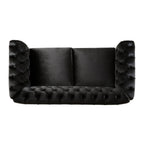 VIVALUX Chesterfield Velvet Loveseat Sofa, 2-Person Rolled Arm Upholstered Couch, Black, Pine Wood Frame, 59.44' - Grand Goldman Shop