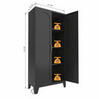 61'' 2 Shapely Doors Cabinet, Metal Storage Cabinet with Doors and Adjustable Shelves, for Bedroom, Living Room(Black) - Grand Goldman Shop