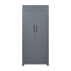 Gray And White Color Metal Lockers, Cleaning Tool Cabinets With Locking Doors, High Broom Tool Storage Cabinets, Adjustable S