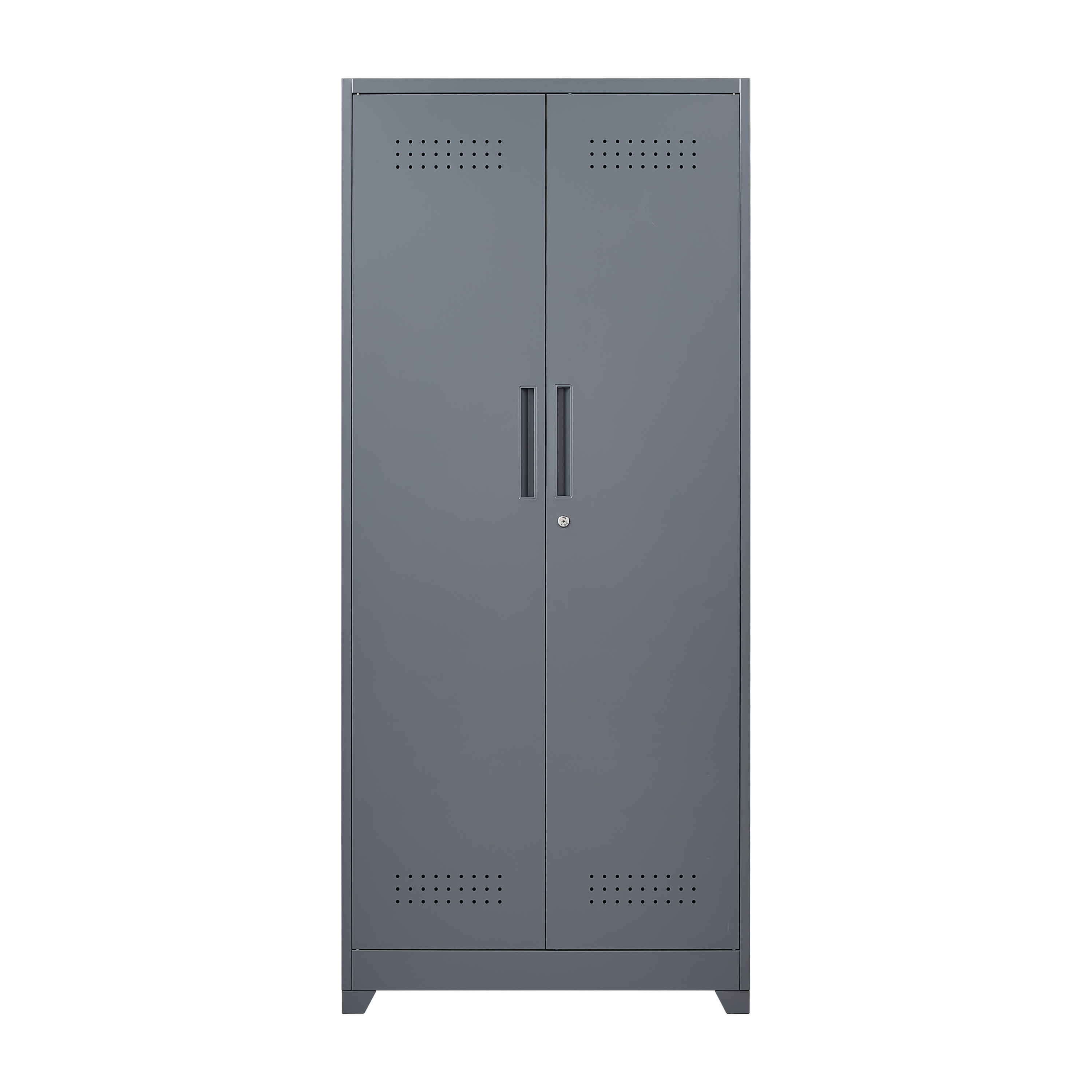 Gray And White Color Metal Lockers, Cleaning Tool Cabinets With Locking Doors, High Broom Tool Storage Cabinets, Adjustable S